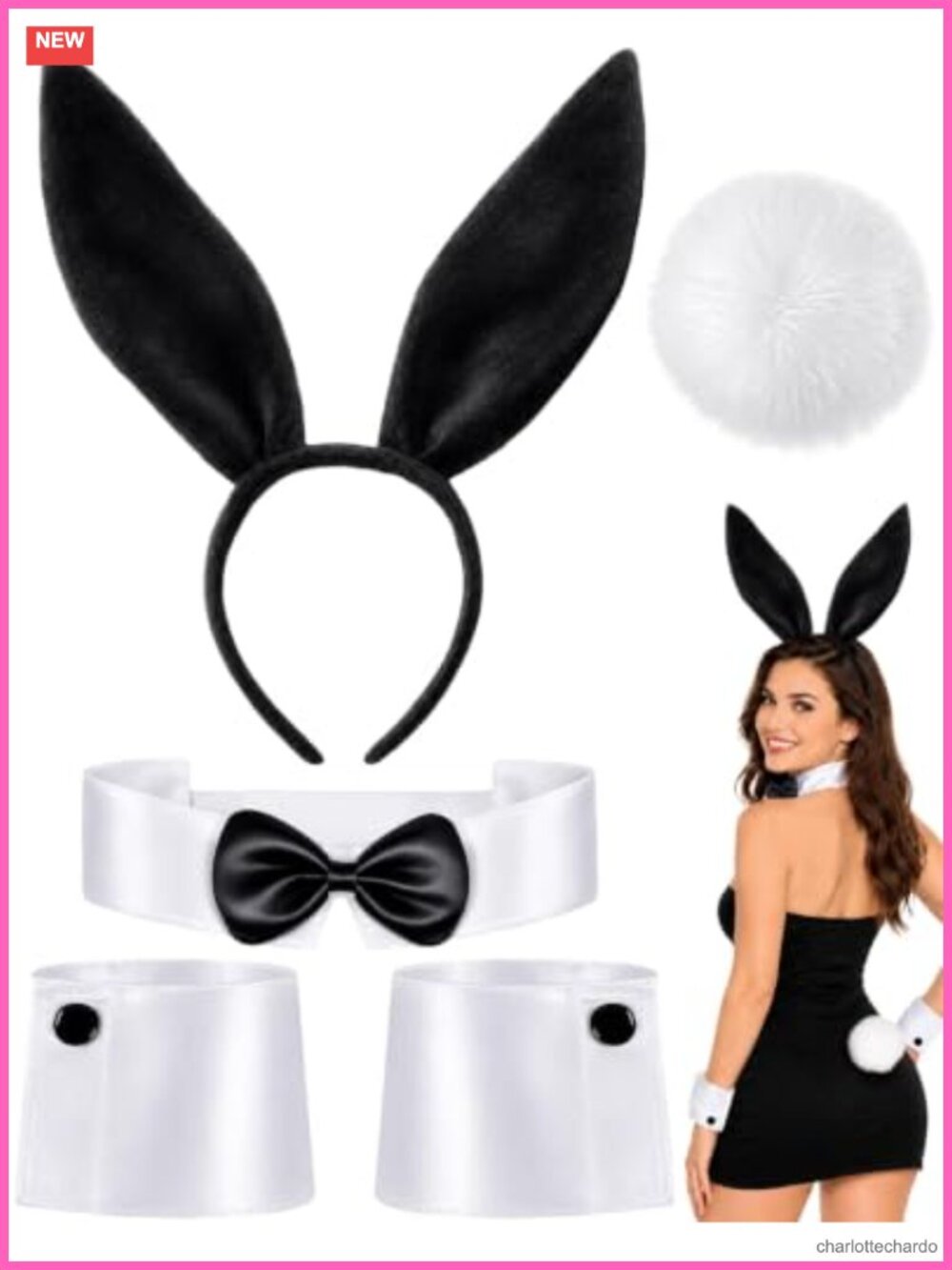 5 PCS Bunny Ears and Tail Set Adult Halloween Costume Accessory Set